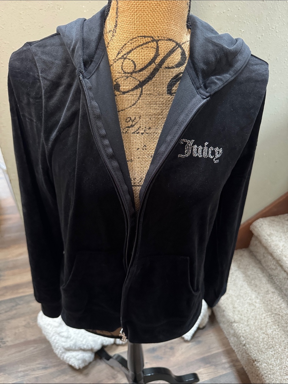 Juicy Couture Black Velour Jumpsuit with Rhinestone Logo - Picture 2 of 5